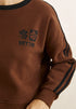 Rhythm W Slouchy Crew Neck Fleece Sweatshirt CHOCOLATE