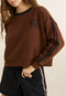 Rhythm W Slouchy Crew Neck Fleece Sweatshirt CHOCOLATE