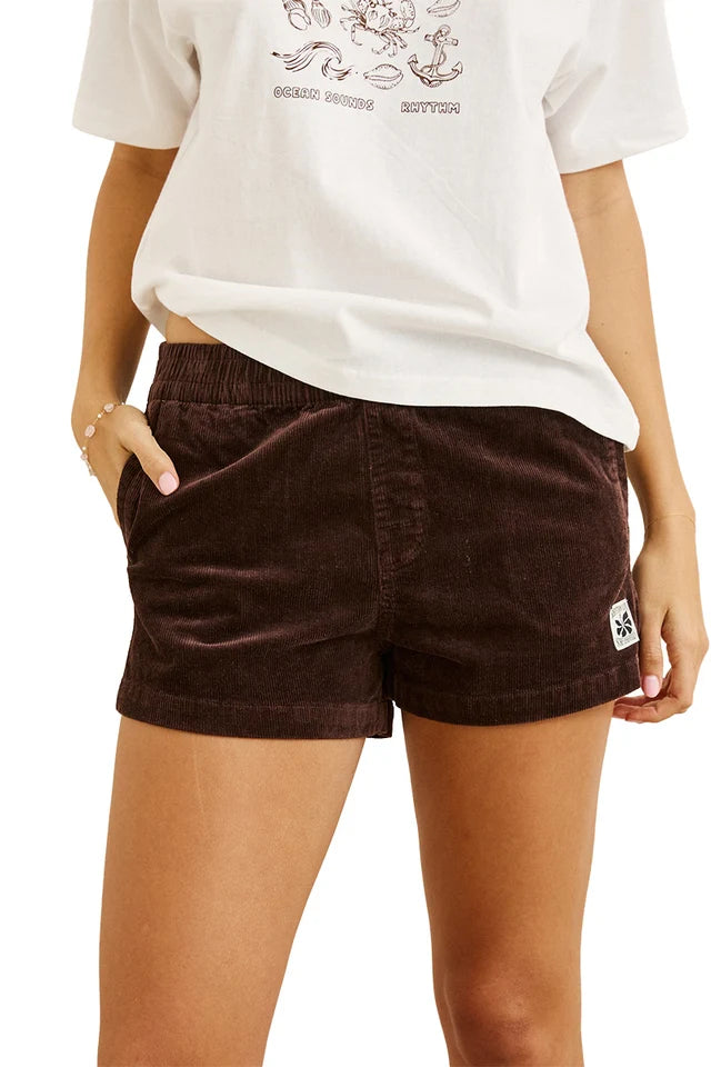Rhythm W Cord Sundown Everyday Short ESPRESSO