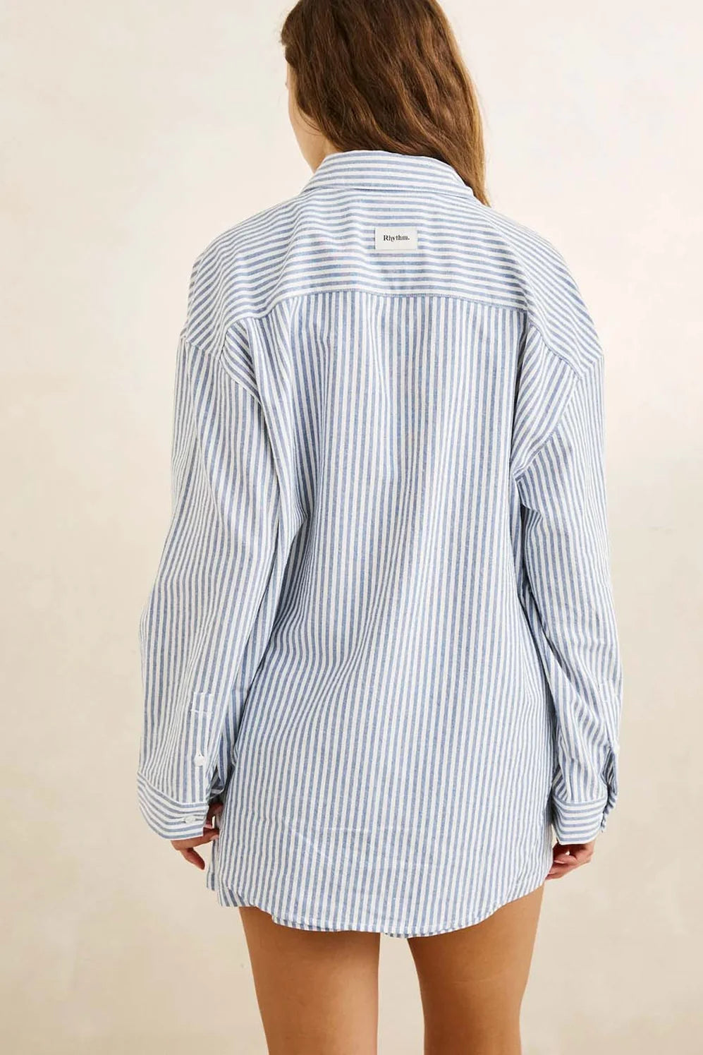 Rhythm W Vista Stripe Oversized Shirt BLUE