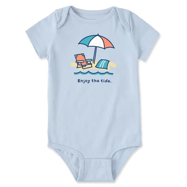Life is Good Baby Bodysuit Enjoy the Tide GLACIER BLUE