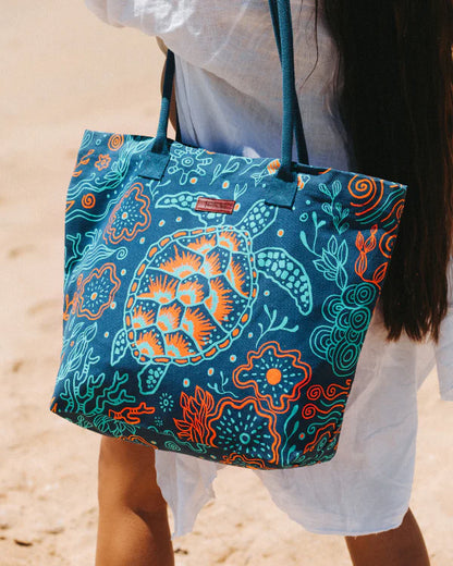 Sand Cloud Reef Turtles Beach Tote DEEP OCEAN