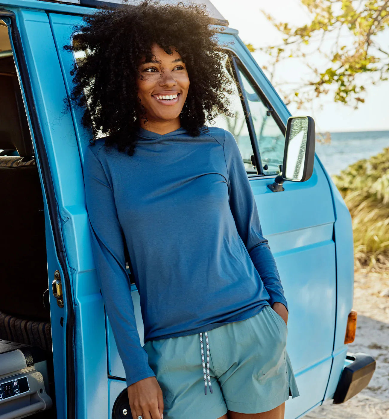 Free Fly W Bamboo Shade Hoodie II SLATE BLUE