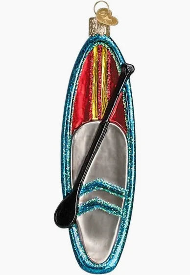Old World Christmas Ornament BLUE PADDLEBOARD