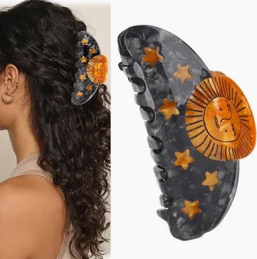 Golden Stella Star & Sun Claw Clip BLACK/BROWN