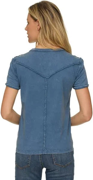 Flag & Anthem W SS Juliette Western Tee WASHED INDIGO