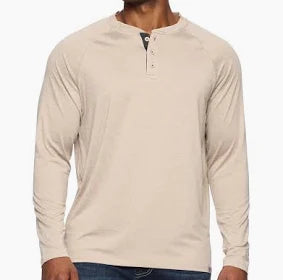 Flag & Anthem M LS Hanover Performance Henley OATMEAL HEATHER