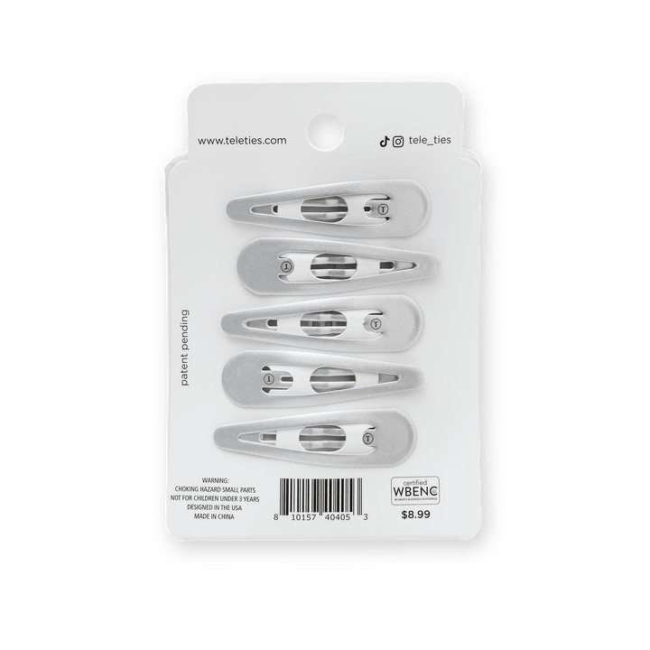 Teleties Snap Clip 6-Pack SILVER