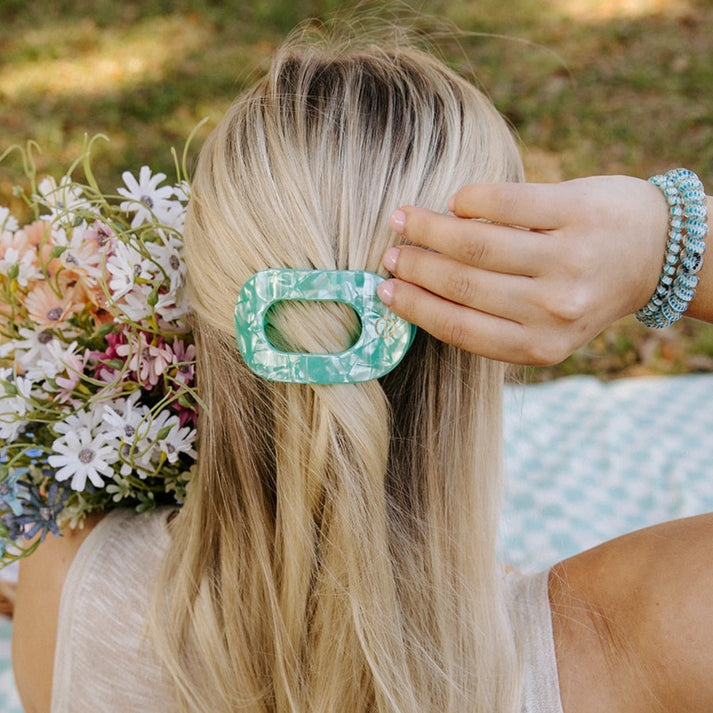 Teleties Small Flat Round Clip SPRING SPLASH