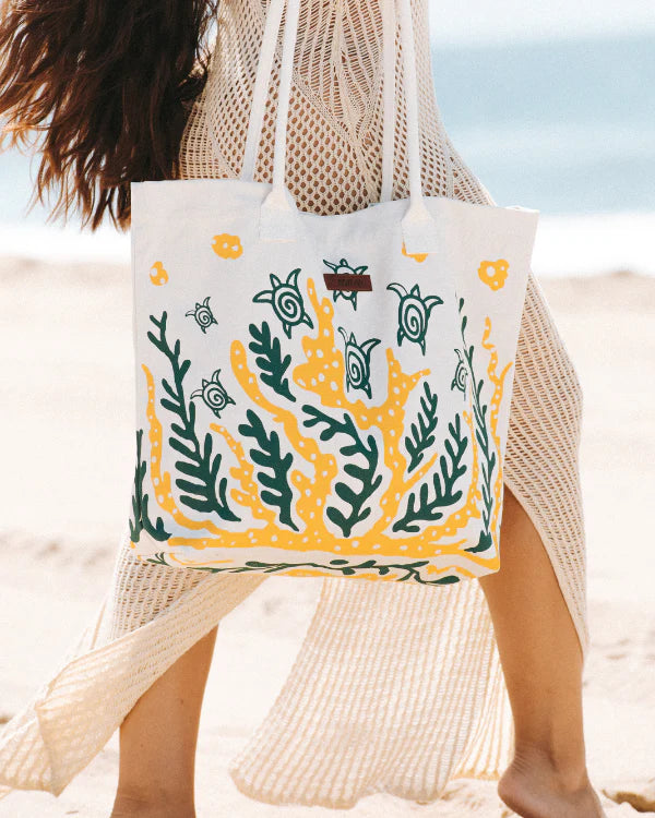 Sand Cloud Swimming Turtles Beach Tote NATURAL