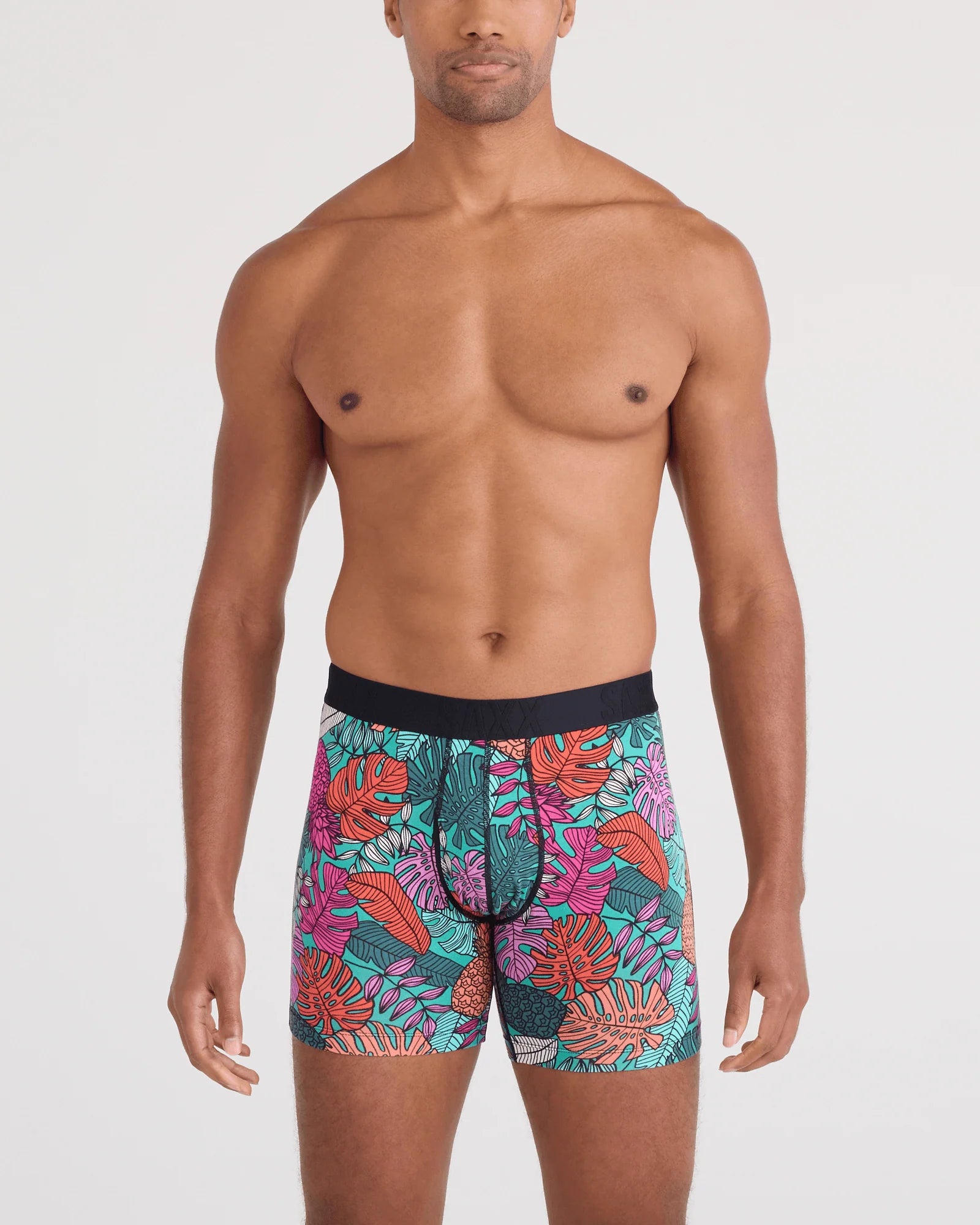 SAXX M DropTemp Boxer Cooling Cotton Boxer FRUITY PALM AQUA