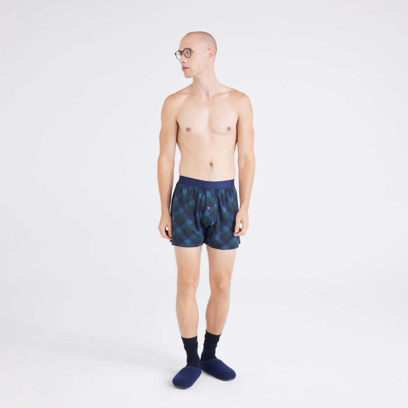 SAXX M Droptemp Cool Sleep Boxer BISON CHECK MARITIME