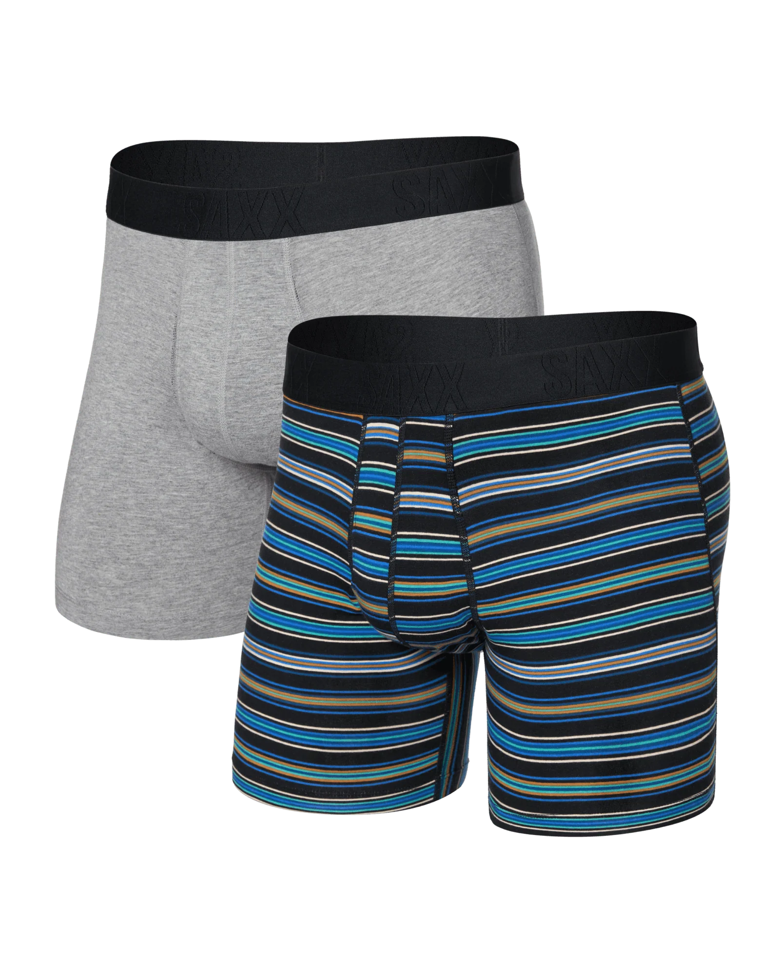 SAXX DropTemp Boxer Brief 2Pack VIVID STRIPE / DK GREY HEATHER