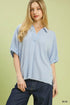 Umgee W Collared V-Neck Dolman Top BLUE