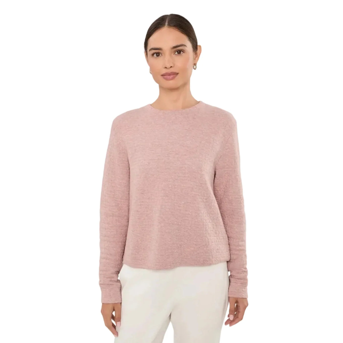 Tasc W Sedona Quilt Sweatshirt ANTIQUE ROSY HEATHER