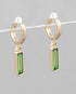 Golden Stella Rectangle Glass Earrings OLIVE