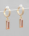 Golden Stella Rectangle Glass Earrings PEACH