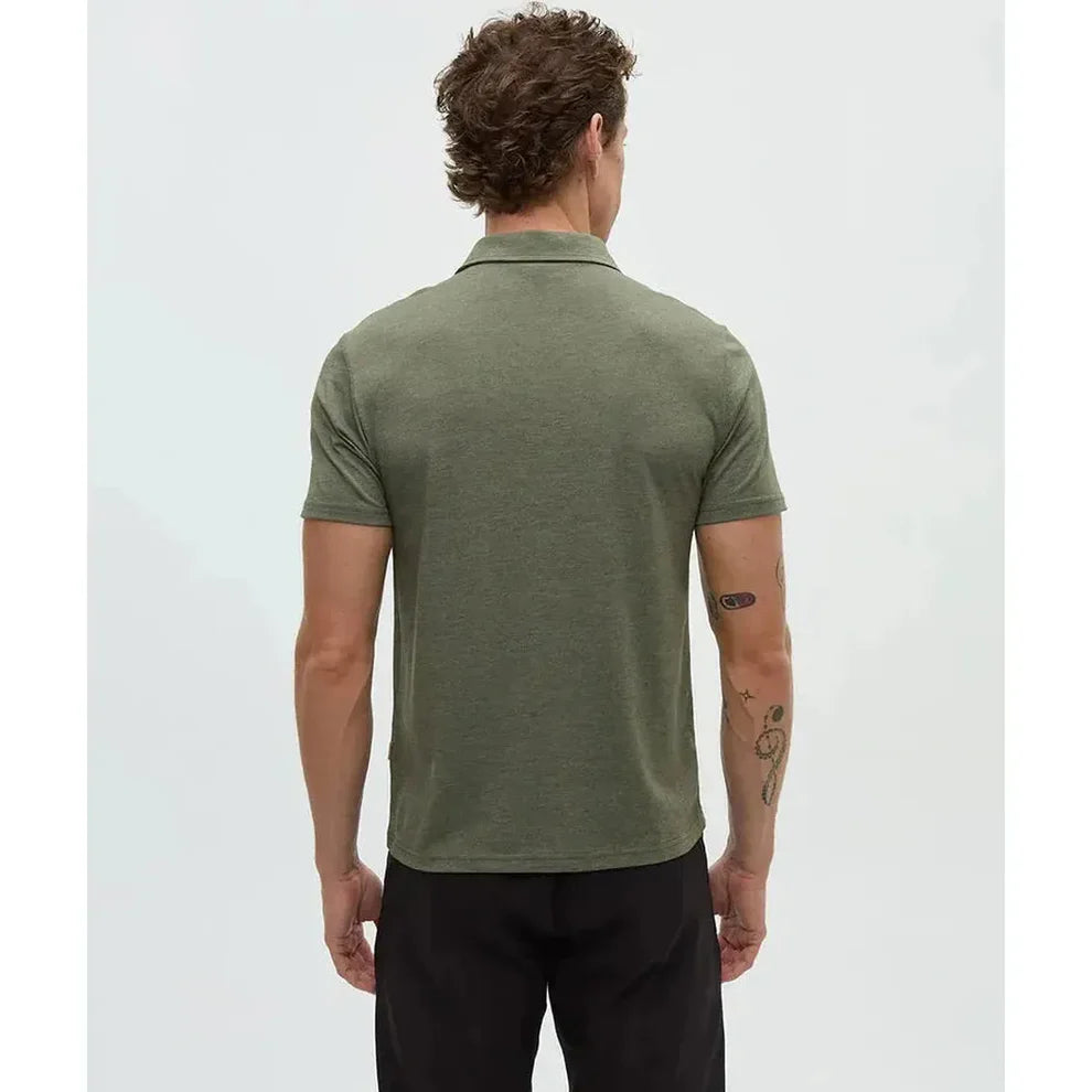 tentree M Lake Life Astir Polo DEEP OLIVE HEATHER SNACKING GULL