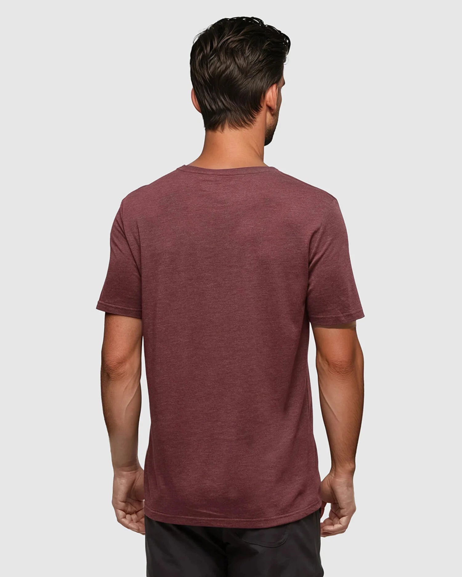 T-shirt à manches courtes Sasquatch de tentree pour homme, couleur bordeaux chiné/bois.