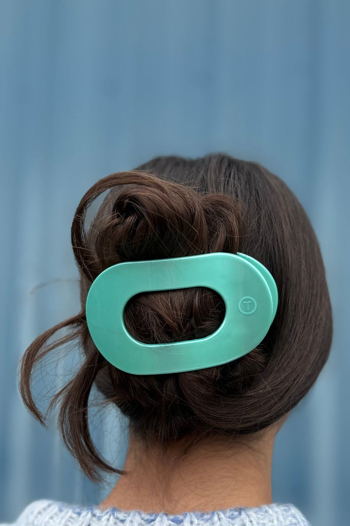 Teleties Large Flat Round Clip TOTALLY TURQUOISE
