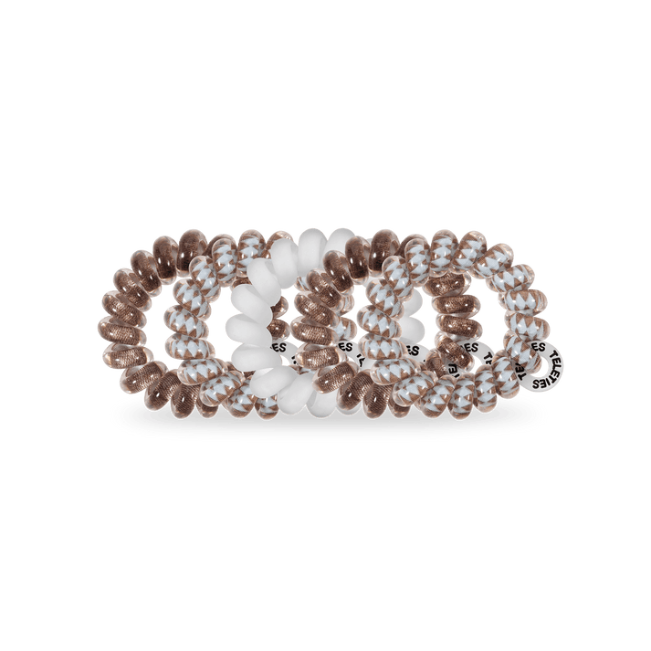 Lot de 5 mini-lanières Teleties, couleur TAUPE NATURELLE