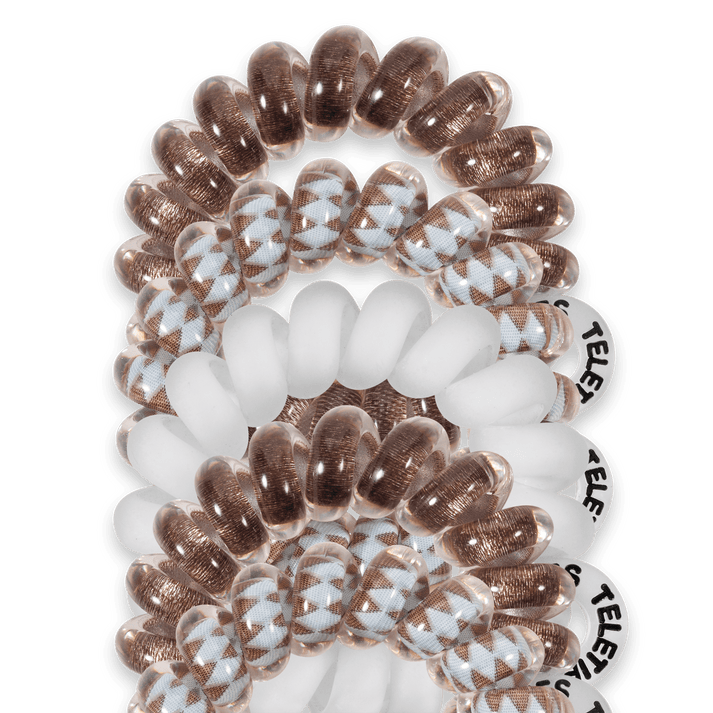 Lot de 5 mini-lanières Teleties, couleur TAUPE NATURELLE