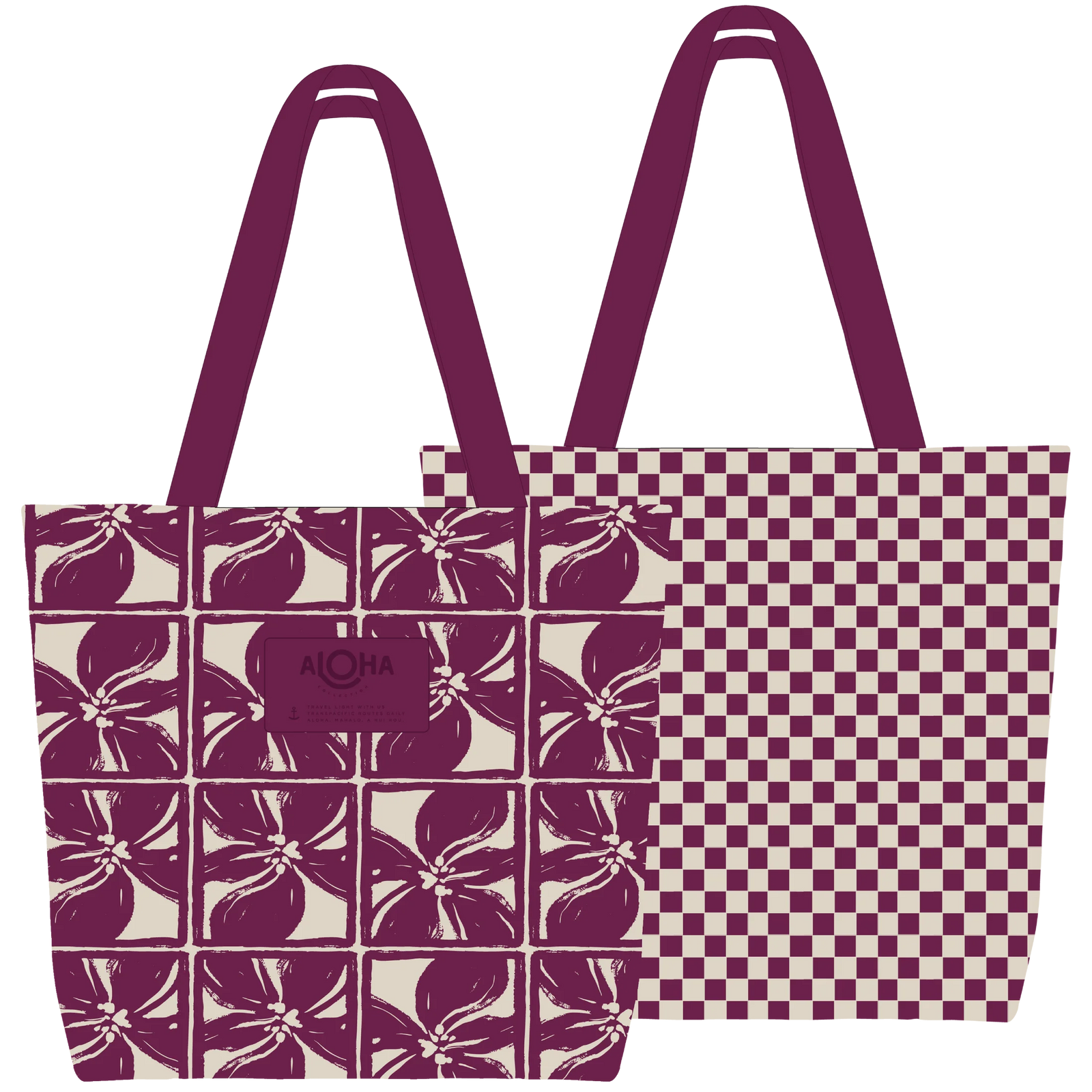 ALOHA Collection Lattice Reversible Tote SANDSTONE PLUM