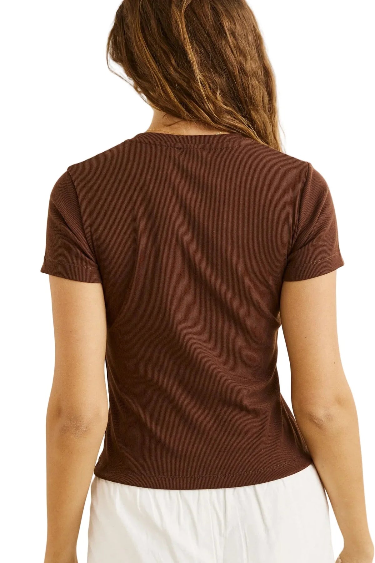 Rhythm W SS Everyday Rib Tee CHOCOLATE