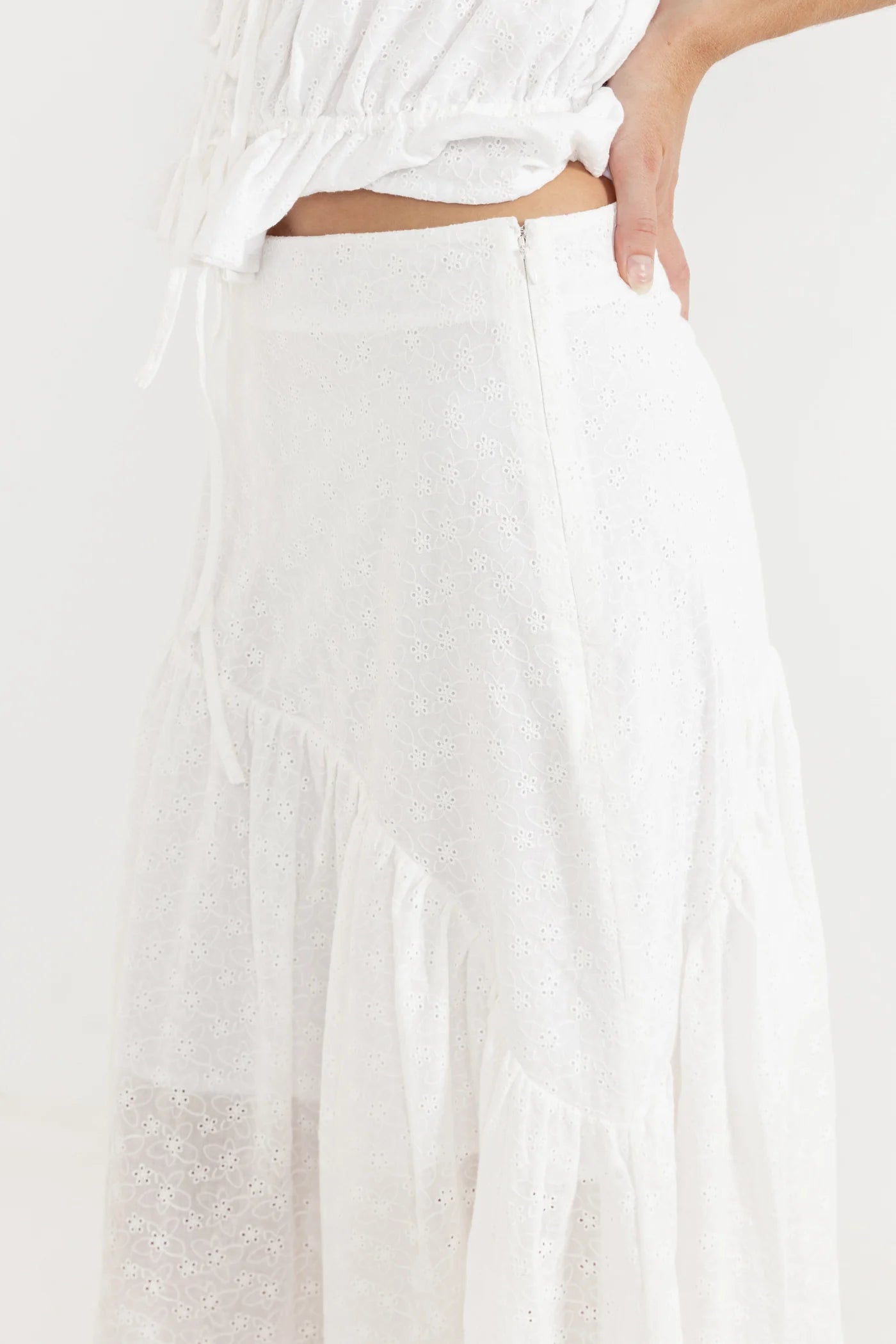 Rhythm W Bailey Broderie Skirt WHITE