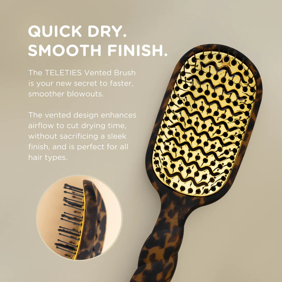 Teleties Vented Hair Brush All Hair Types - Full Size TORTOISE