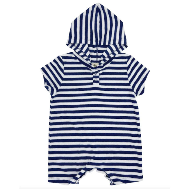 Feather 4 Arrow Baby Finn Hooded Romper NAVY / WHITE