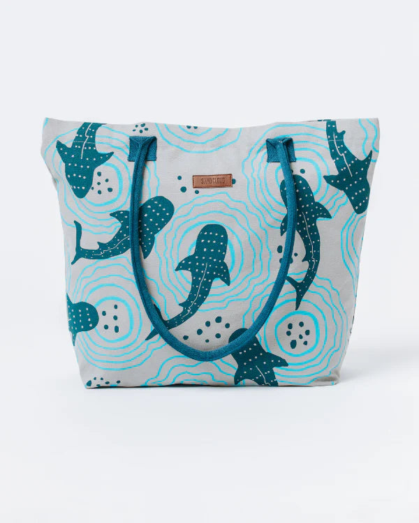 Sand Cloud Shark Ripples Beach Tote GREY