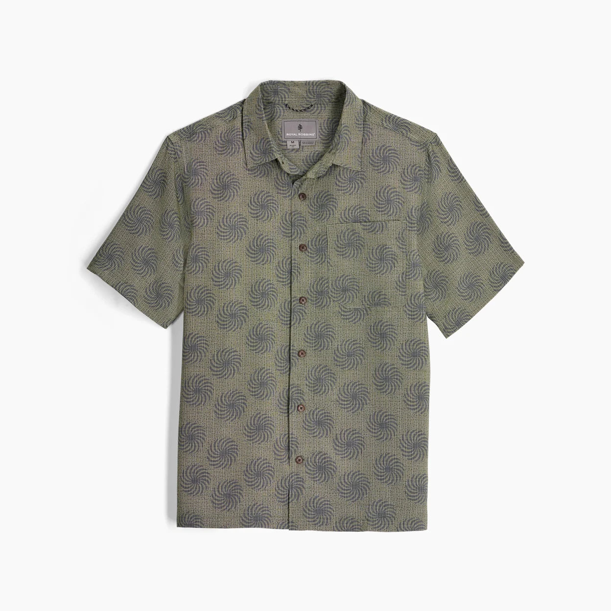 Royal Robbins M SS Camino Pucker Shirt OLIVE RAY PRINT
