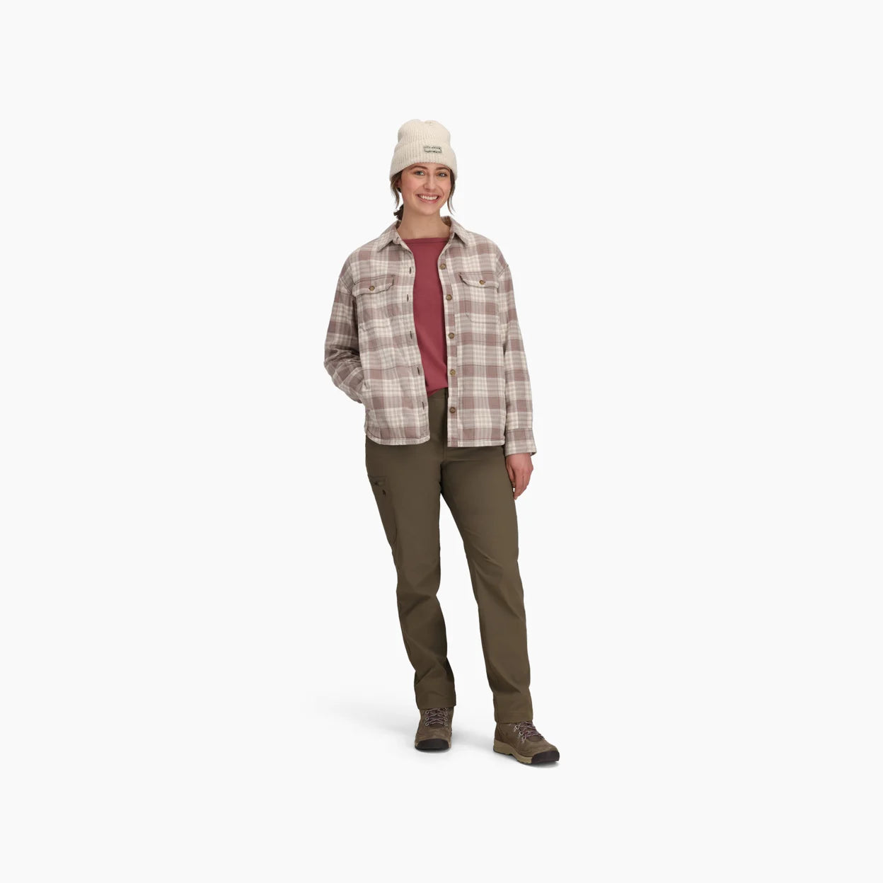 Royal Robbins W Vista Shacket en flanelle, motif carreaux Antilope Craie