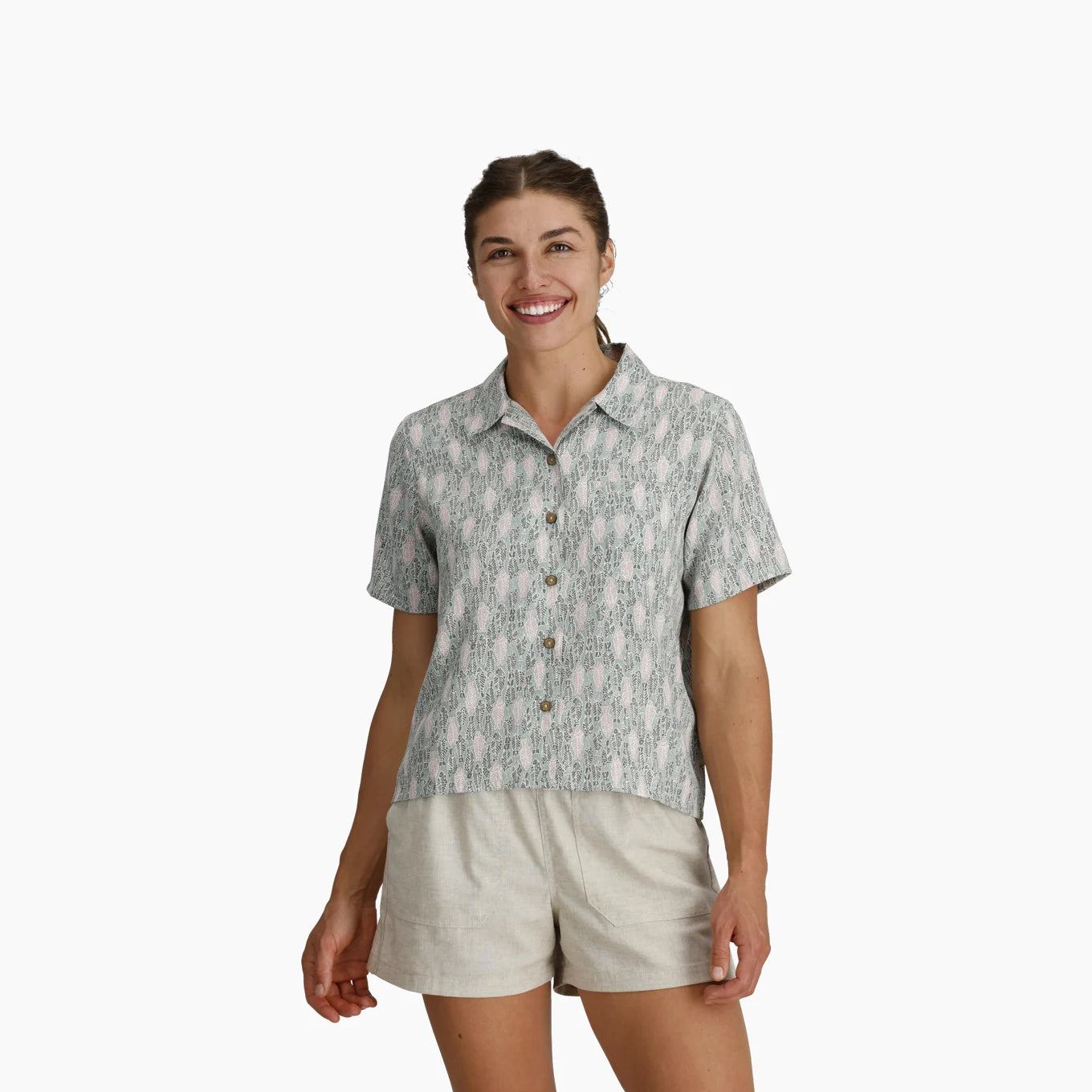 Royal Robbins W SS Camino Pucker SAGE LEAF FISH