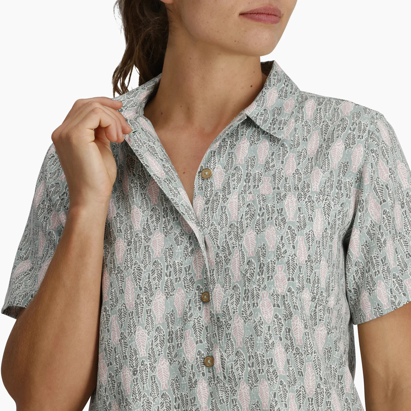 Royal Robbins W SS Camino Pucker SAGE LEAF FISH