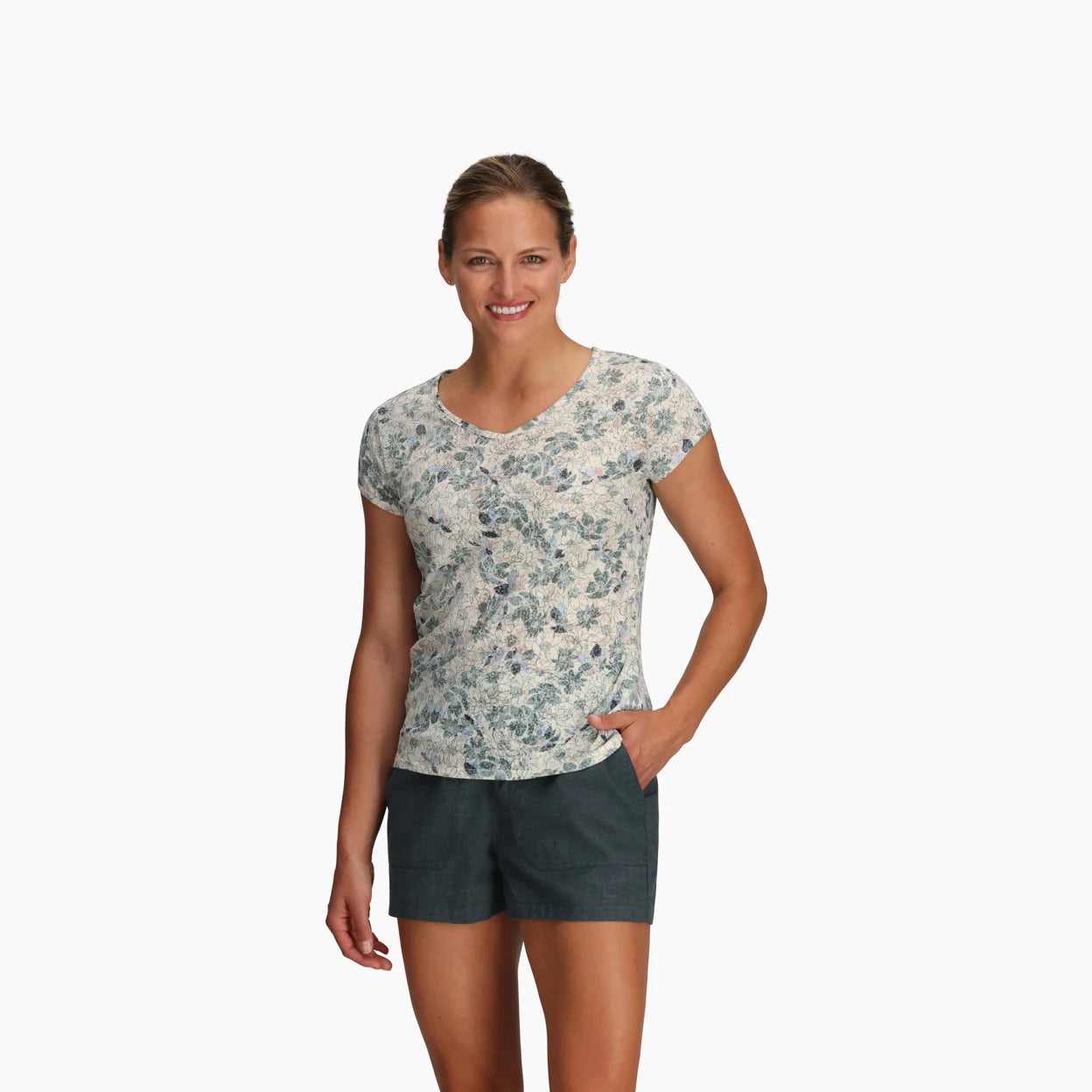 Royal Robbins W Featherweight Tee CHALK MARIGOLD PRINT