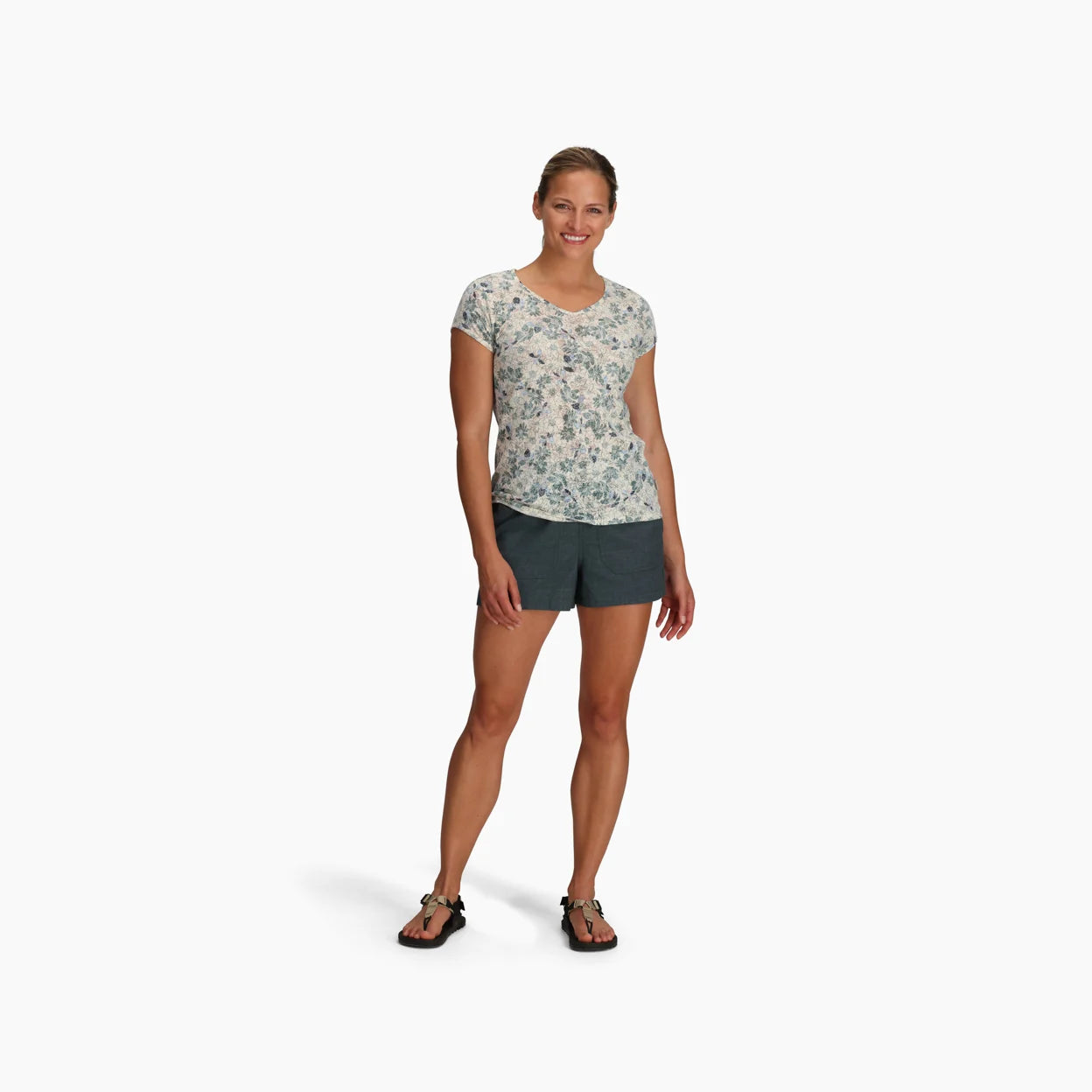 Royal Robbins W Featherweight Tee CHALK MARIGOLD PRINT