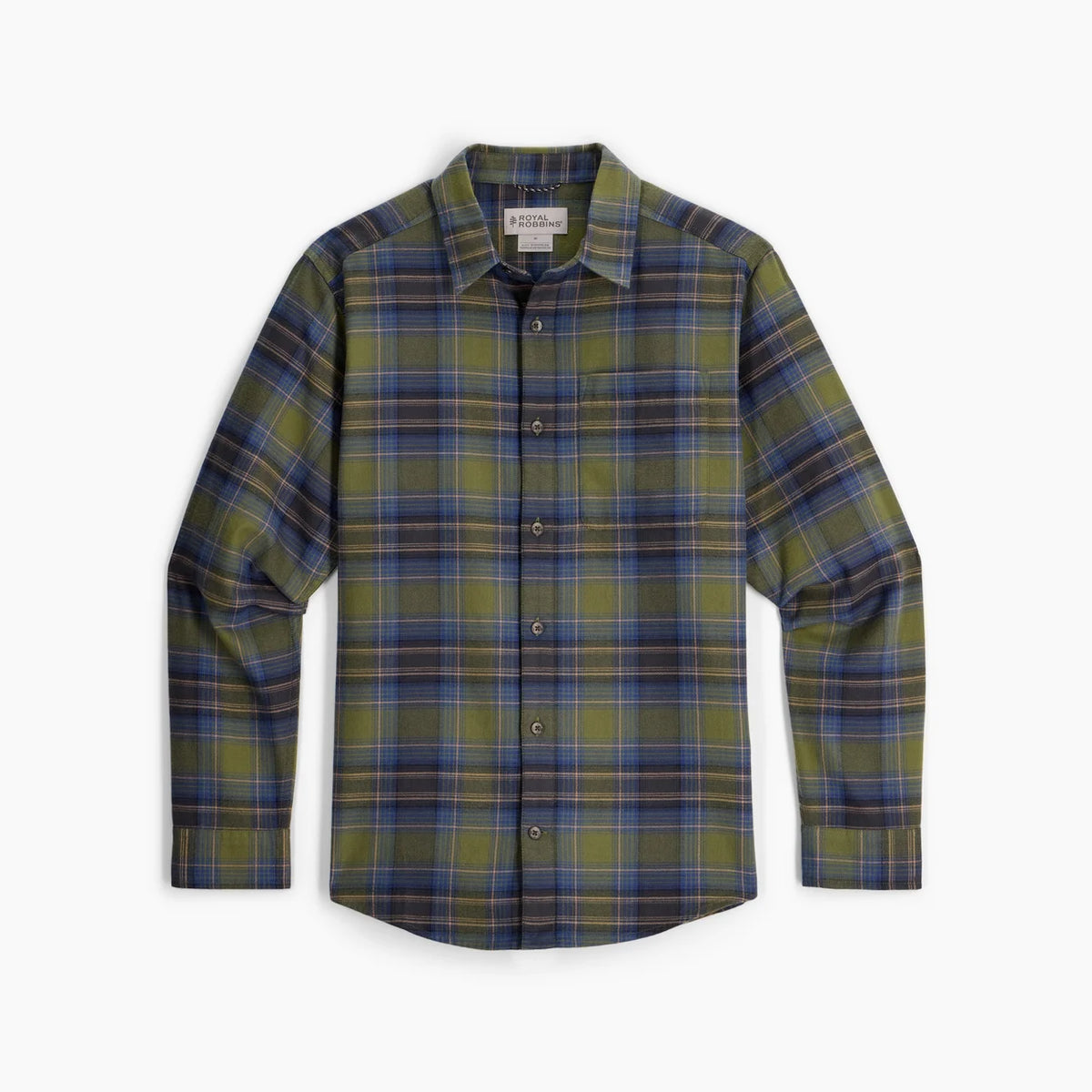 Royal Robbins M LS Lieback Flannel Shirt OLIVE OAK PLAID