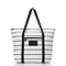 ALOHA Collection Pinstripe Zipper Tote BLACK on WHITE