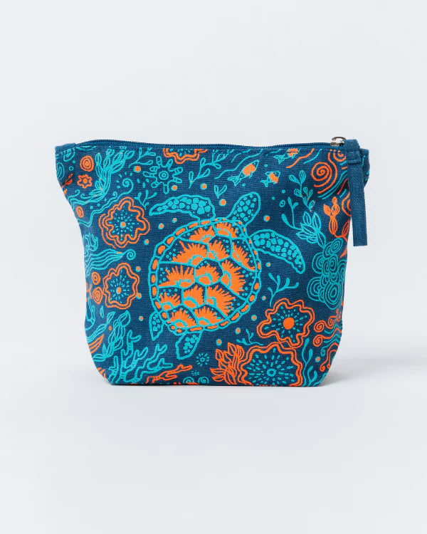 Sand Cloud Reef Turtles Zippered Pouch DEEP OCEAN