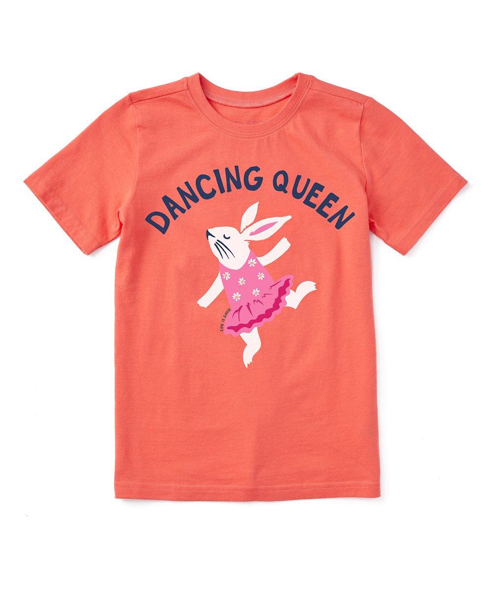 Life is Good Kids SS Crusher Tee Dancing Bunny MANGO ORANGE