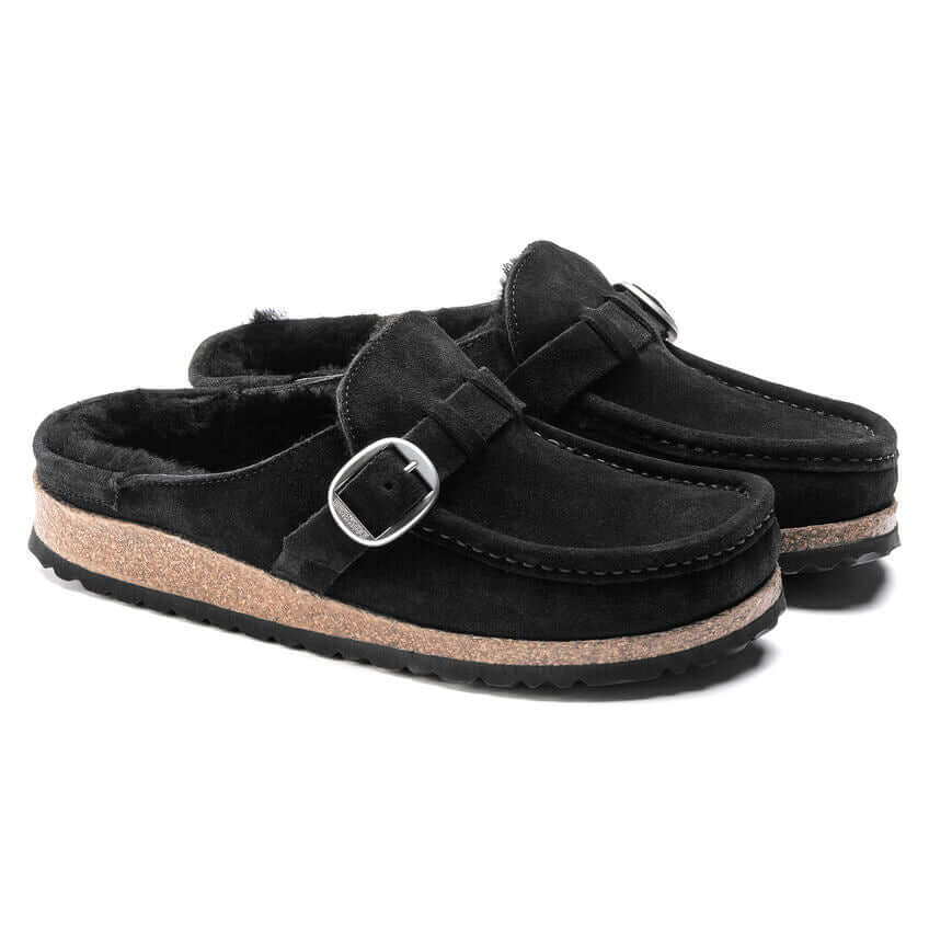 Birkenstock W Buckley Shearling Suede Leather BLACK - NARROW