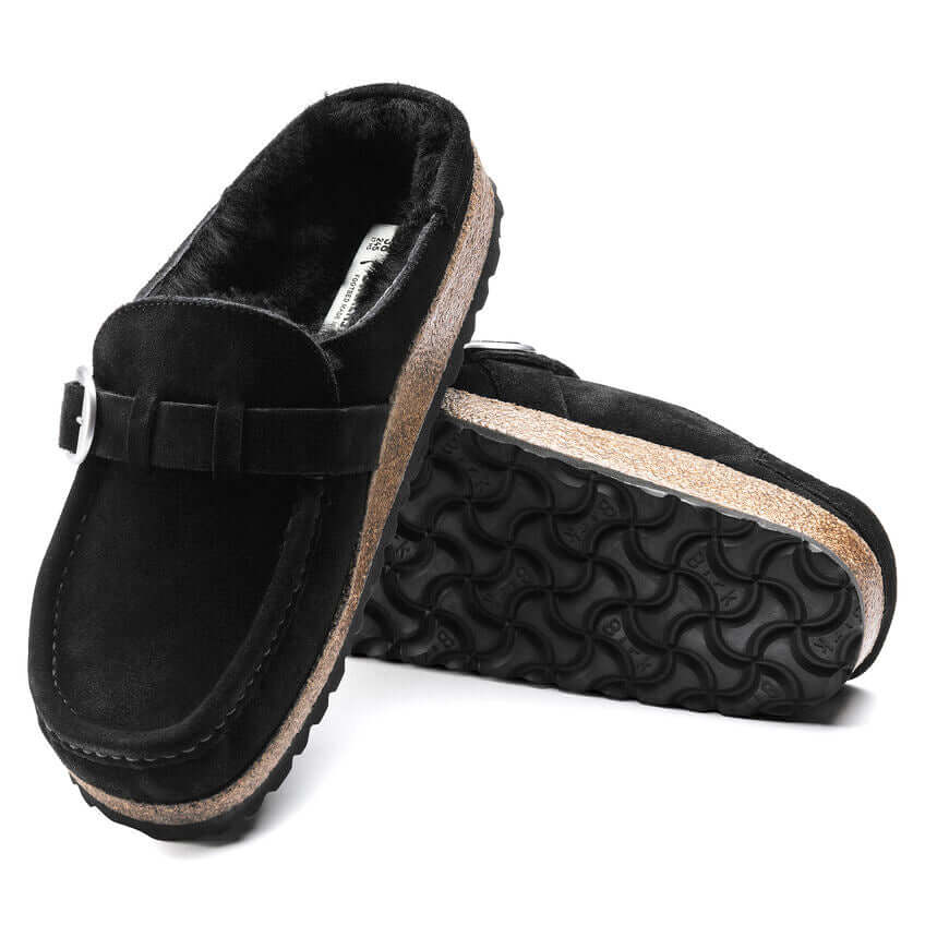 Birkenstock W Buckley Shearling Suede Leather BLACK - NARROW