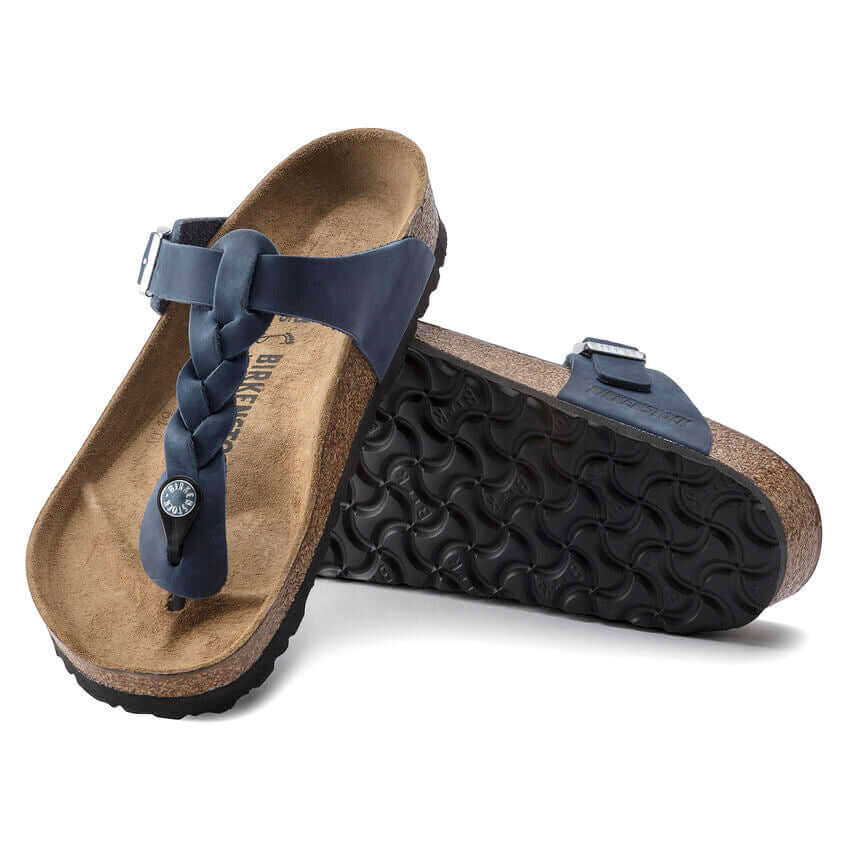 Birkenstock W Gizeh Braided Leather Oiled NAVY - REGULAR