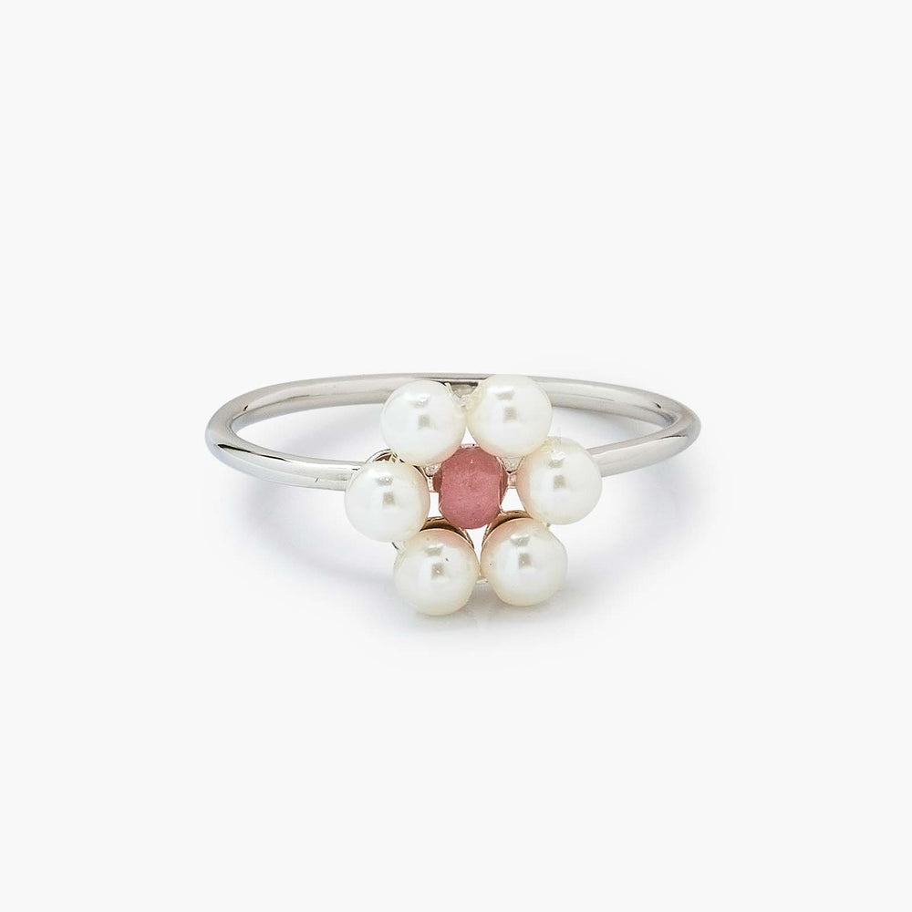 Pura Vida Bitty Pearl Flower Ring SILVER