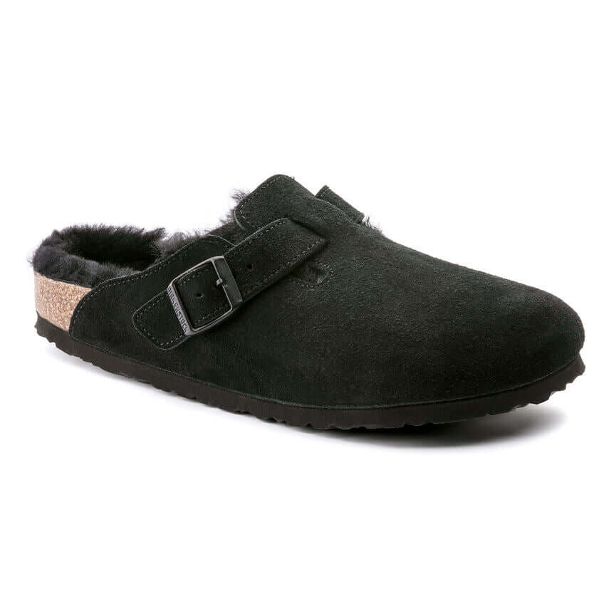 Birkenstock W Boston Shearling Suede BLACK - REGULAR