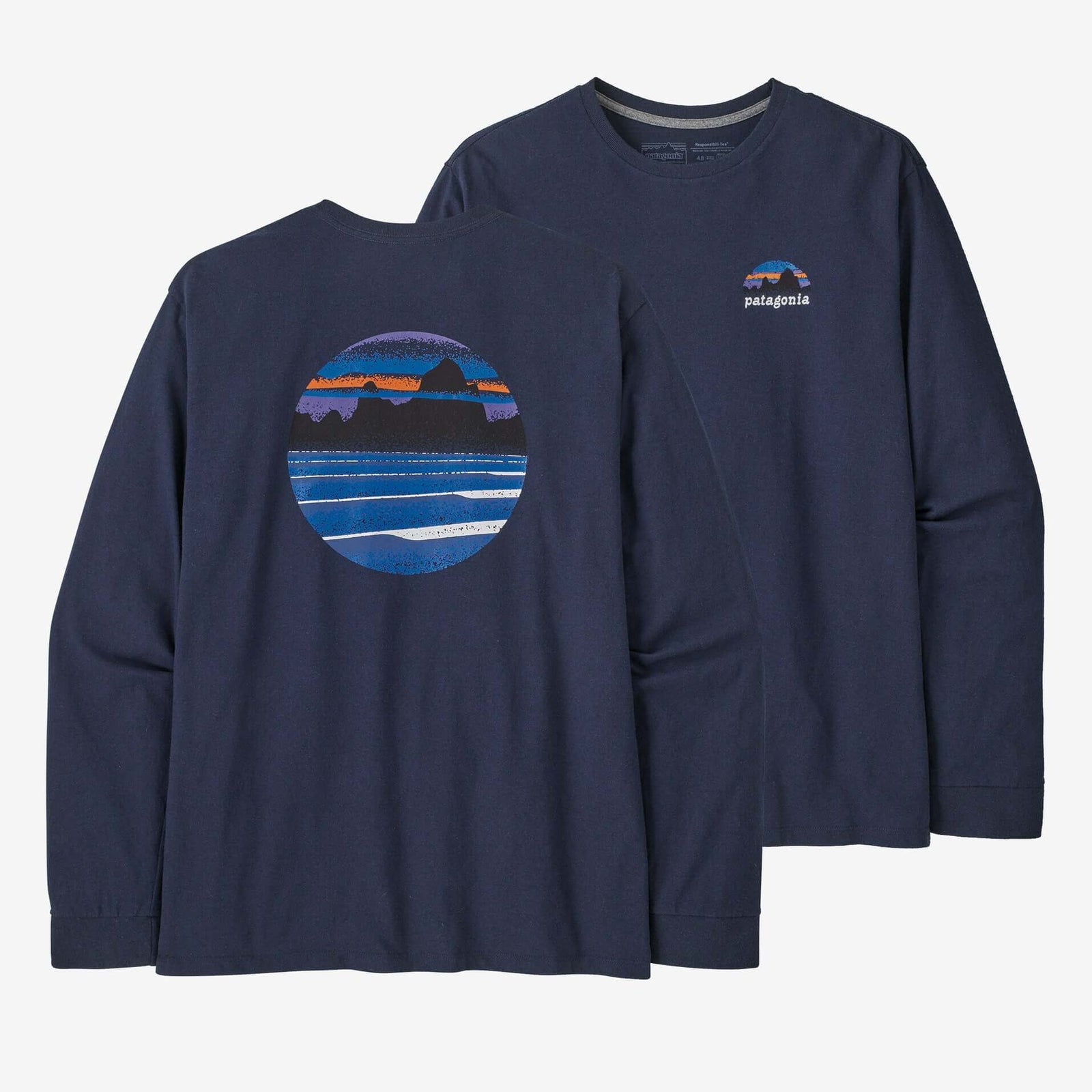 Patagonia M LS Skyline Stencil Responsibilitee NAVY