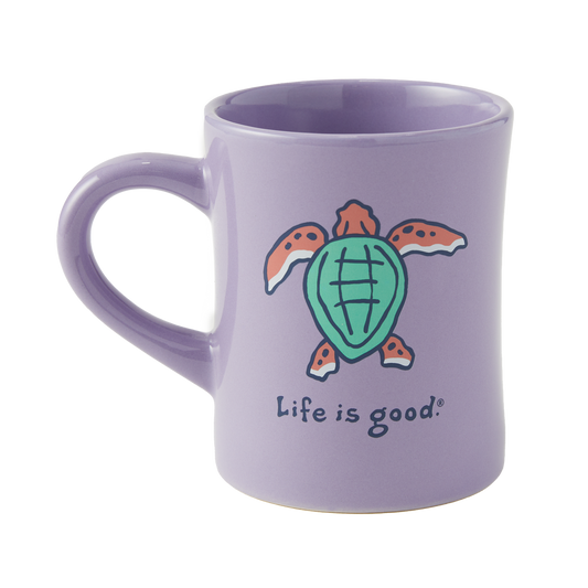 Life is Good Diner Mug Sea Turtle LILAC PURPLE