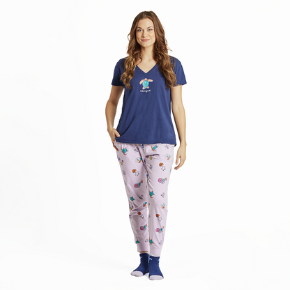 LIG W Relaxed Sleep Vee Sea Turtle DK BLUE